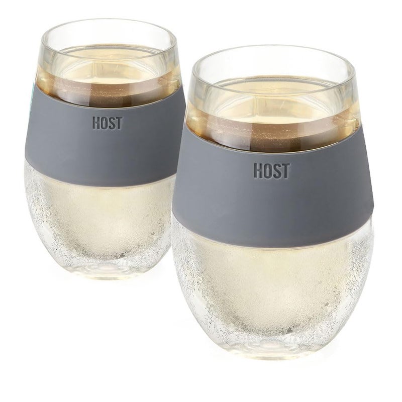 Host Wine Freeze Cooling Cups, Grey (Set of 2) - Image 1